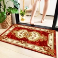 Absorbent anti-slip bathroom mat with classical red floral pattern for home use - European Palace Gold 5