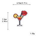 Cocktail glass and lips embroidered iron-on patch for clothing DIY decoration with dimensions - Lipstick Cocktail