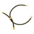 Detail of adjustable black and gold woven Milan cord bracelet with 18K gold plated clasp - Black 13