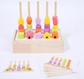 Wooden geometric sorting toy with colorful blocks and logic cards for kids training - 5-Pillar Building Block Set 0.6KG