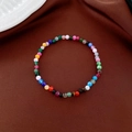 Minimalist multicolor crystal beaded bracelet with small round polished gemstone beads - Crystal Multi-color Treasure Beaded Bracelet (66#)