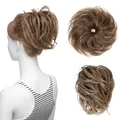 Light brown messy bun hair piece made of synthetic heat resistant fiber for women - Ash Blonde Mixed