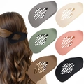 Flat oval leopard hair claw clips in matte finish, multi-color set for stylish hair styling - 6pcs Pink Green Rhombus PC Series