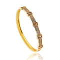 Gold plated bracelet with rectangle champagne zircons and micro-pave crystal accents - White