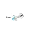 Titanium silver clover labret stud with blue and white zircon gemstones in 0.3cm size - Silver Clover Style (T2560-2#Silver)
