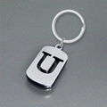 Silver polished stainless steel keychain with hollow letter U charm for bags and keys - Polished Alphabet Letter U