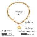 Detailed size specifications for gold star pendant necklace in durable stainless steel - Star Pendant Necklace (JDN0303035) / Gold