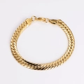 Pulsera de cadena plana dorada de 7,5 mm en acero inoxidable pulido con cierre de mosquetón - 7.5mm*21cm Pulsera / Dorado