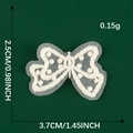 Macro detail of white lace bow patch showing dimensions 2.5cm by 3.7cm on dark background - 14-White Lace Bow Style C