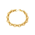 Pulsera de cadena de eslabones en acero inoxidable chapado en oro 18K con cierre de mosquetón - Estilo Dorado de Eslabón de Anillo (sl078) / Dorado