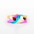 Iridescent gradient acrylic box bag with geometric twist design and gold clasp - Three-color Gradient