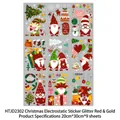 9-piece set of wine red and gold glitter Christmas gnome static window cling decals - Glitter Gold Static Style