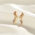 Elegant 925 silver stud earrings featuring three golden butterflies with colored zircons - EQE119-14K-Gold Triple Butterfly