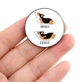 Round metal badge featuring cartoon corgi dogs with Inhale Exhale yoga theme text - Inhale Exhale Yoga Corgi (XZ4707)