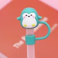 Cute teal penguin silicone straw cover for 10mm tumbler straws with a white belly detail - Green Penguin / 10mm
