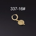 Exquisite golden huggie hoop earring featuring a pavé diamond encrusted bee coin charm - Bee Style (337-16#)