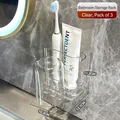 Wall-mounted 3-pack transparent acrylic toothbrush holder with modern marble bathroom design - 3 Pieces Set - Transparent