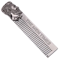 Zinc alloy beard comb with vintage male relief and engraved logo on white background - Retro Figure Beard Comb