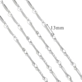 S-link silver stainless steel chain for jewelry making featuring 13mm bar links - S4-13mm Bamboo / Silver