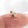 Detailopname van ster- en maan-kraakbeenpiercing met paarse kristallen - Ster Maan Stijl (HSPJ085-3) / 3# Goudgeel (Blauw)