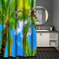 Dettaglio della tenda da doccia con spiaggia tropicale in un bagno moderno con piastrelle - 90*180CM(Tenda da doccia) / Spiaggia dei gabbiani-YS254