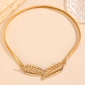Cintura elastica dorata da donna con fibbia a foglia metallica per decorare abiti - Oro