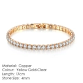 Classic 17cm gold-plated tennis bracelet with 4mm clear cubic zirconia stones - 4mm Yellow Gold 17cm