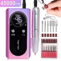 Professional portable electric nail drill machine in gradient pink with 45000 RPM display - Iridescent