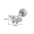 Silver cartilage stud earring with three clear cubic zirconia stones and screw back - Butterfly Design (0180-3# Silver)