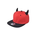 Cappello snapback hip hop rosso e nero con corna da diavolo 3D e visiera piatta - Regolabile / Corpo Rosso Corna Nere
