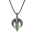Collana retrò con cristallo esagonale verde e cordoncino nero intrecciato - Avventurina Verde