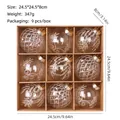 9-piece set of transparent Christmas balls with gold and silver glitter patterns in a box - Champagne