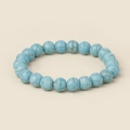 Blue turquoise bead bracelet with vintage brown crackle patterns in minimalist beaded style - Enhanced Turquoise / 4mm