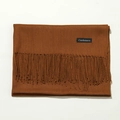 Detailed texture of brown cashmere scarf with classic tassel trim on white background - 70cm / Caramel color