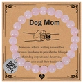 Bracelet en perles de pierre zébrée rose avec breloque Dog Mom sur carte cadeau - Quartz rose