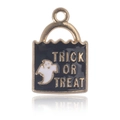 Pendentif sac cadeau Halloween noir et or avec motif fantôme Trick or Treat - Fantôme Un Bonbon ou un Sort