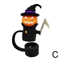 Detail van een Halloween pompoen reaper siliconen rietje decoratie accessoire - Tovenaar