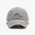 Casquette de baseball en coton gris clair avec bords usés et design rétro souple - Gris clair