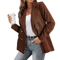 Chaqueta americana de pana marrón para mujer con diseño de doble botonadura - S / Tops / Café