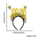Sparkly gold 2026 glitter headband with stars and fringe for New Year party - Gold 2026 Star Headband