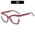 Deep red cat eye glasses frame with white pearl accents and anti-blue light lenses - Solid Pink