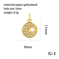 Close-up of gold-plated copper MAMA flower pendant showing 9x11mm size and 5mm hole - Hollow Star/G-1