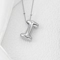 Minimalist silver 3D alphabet I pendant necklace with polished mirror finish for women - Letter I Pendant