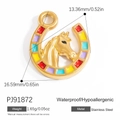 Lucky horseshoe butterfly pendant in 18K gold stainless steel with colorful enamel - Colorful Horseshoe (PJ91872)