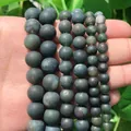 Frosted deep green natural stone beads in various sizes for DIY jewelry making - Frosted Agate / 4mm/1 Piece Approximately 90 Pieces/10g