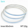 Set di 3 bracciali impilabili in acciaio inossidabile e smalto celeste 60x3mm - Blu Scuro / Color Acciaio