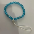 Blue crystal bead phone strap with rhinestone metal spacers and white sphere accent - Royal Blue Crystal Beads Rhinestone
