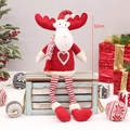 Plush Christmas reindeer doll in red and white knit outfit sitting on wooden crate, 52cm - Red White Knitted Reindeer Sitting Large (52cm)