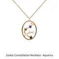 Collar Acuario de plata S925 dorada con cristales de colores y colgante ovalado - Acuario
