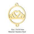 Golden stainless steel crown and heart charm connector for jewelry making 15x19.5mm - Crown Heart (5 Pcs/Pack) / Gold
